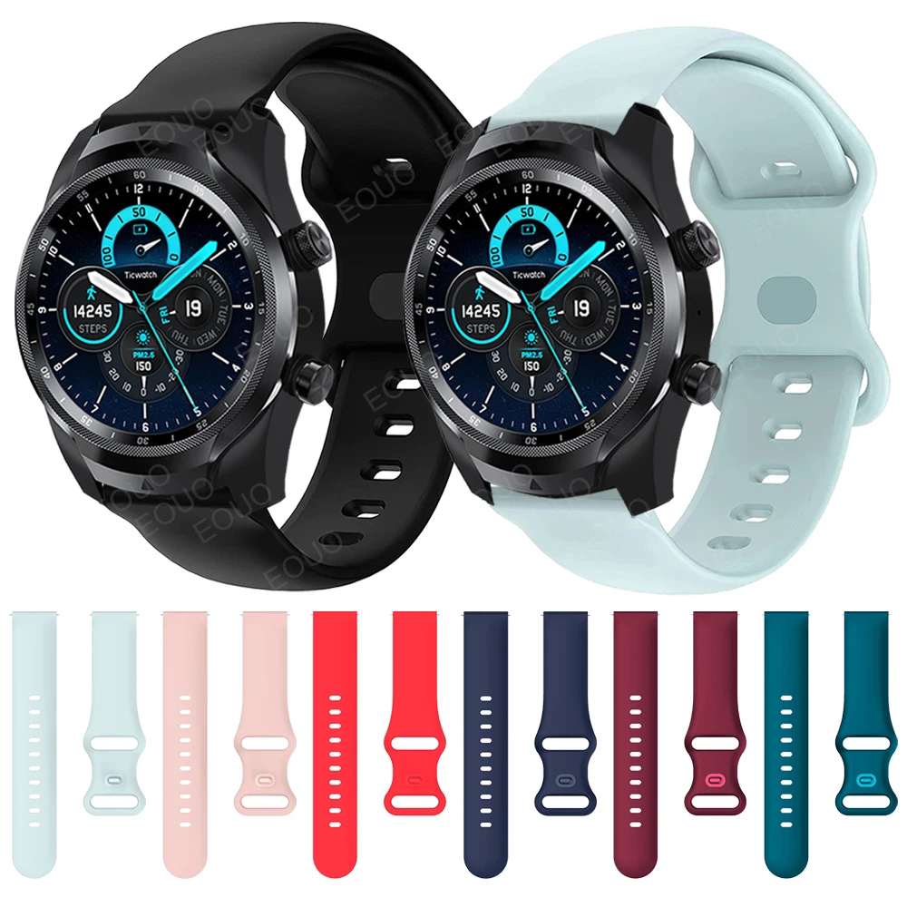 

Ремешок силиконовый для TicWatch Pro 2021 2020/Pro 3 GPS/GTX/S2/E2/E3, сменный Браслет для наручных часов, аксессуары, 20 мм 22 мм