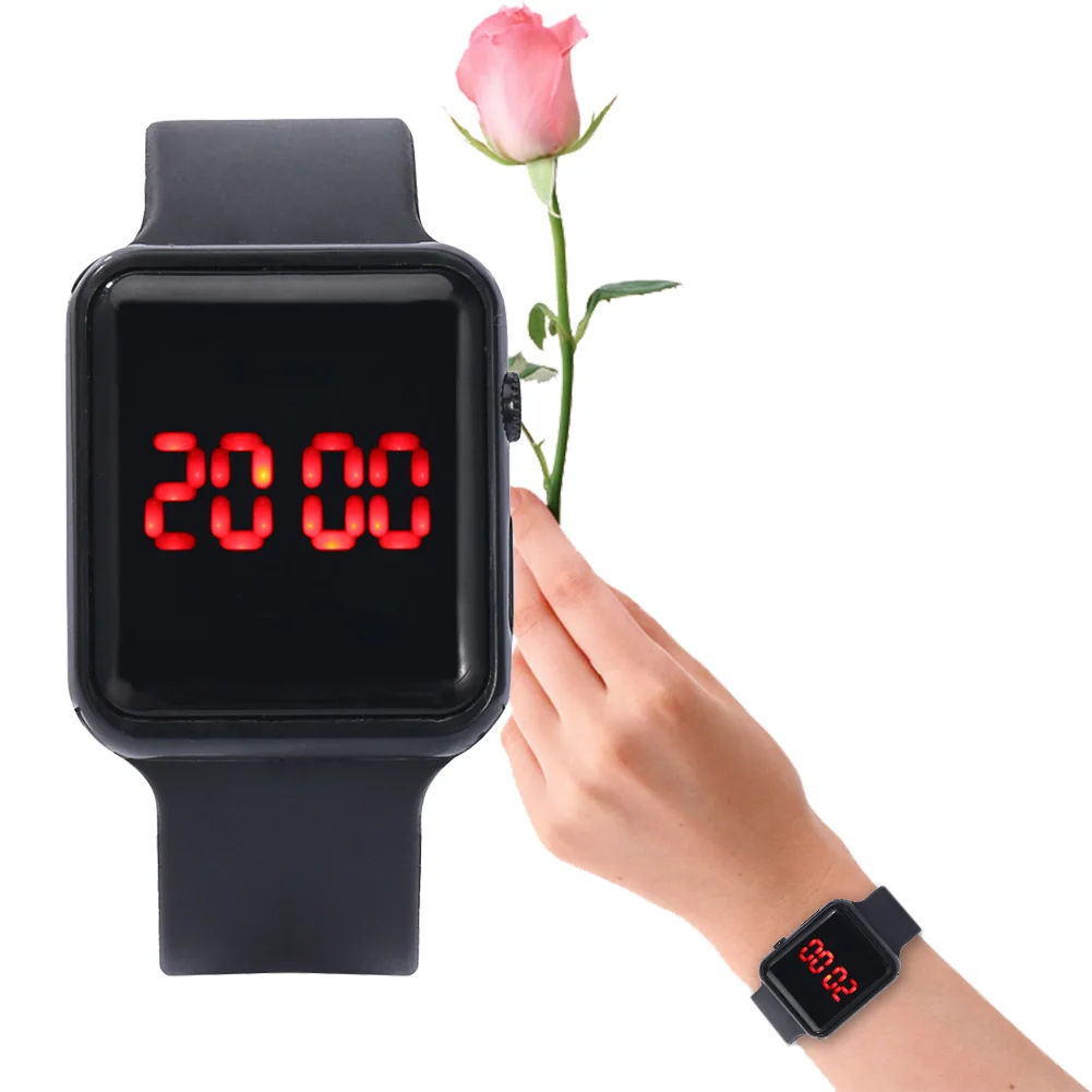 

Men LED Digital Watches Silicone Adjustment Strap Military Wristwatch Concise Square Clock Electronic Watch Relogio Masculino
