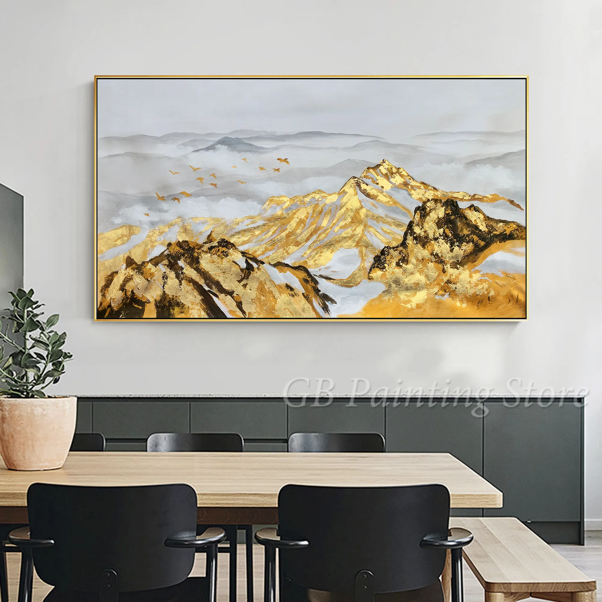 

Canvas Acrylic Painting Gold Art Mountain Wall Art Pictures For Living Room Wall Decor Hand Painted Modern Abstract Cuadro Decor