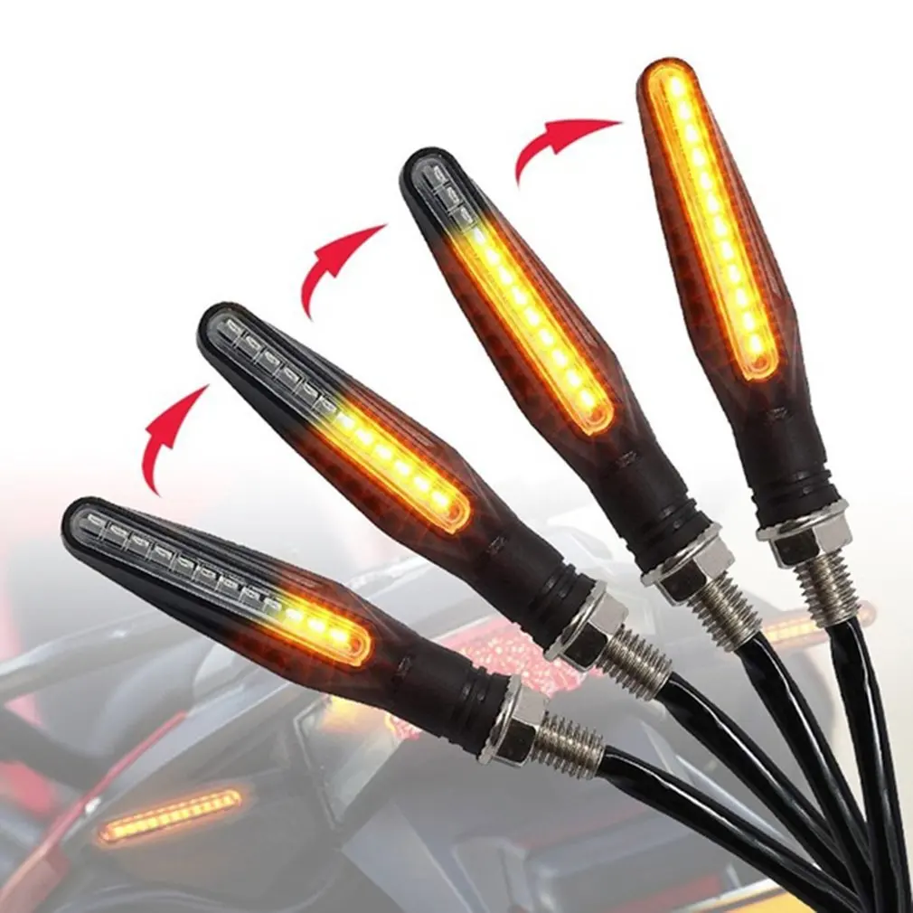 

4 pcs Universal LED Motorcycle Turn Signal Light 12V IP68 Waterproof Sequential Amber Flasher Blinker Tail Lights Accessories
