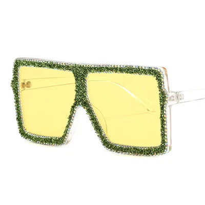 

New diamond-encrusted large box ladies sunglasses sunscreen glasses exquisite shiny gravel fashion sunglasses