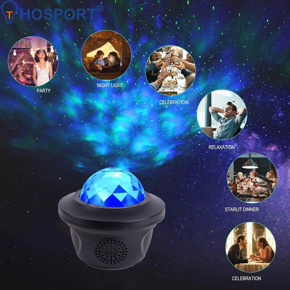 

LED Star Galaxy Projector Ocean Wave Night Light Room Decor Rotate Starry Sky Porjectors Decoration Bedroom Lamp Gifts