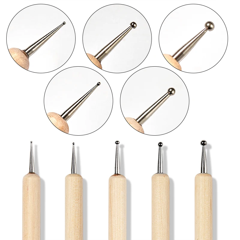 Двойная головка для дизайна ногтей деревянная ручка раскрашивания сделай сам