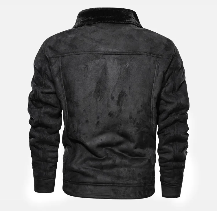 

Autumn and Winter Men's New Fashion Warm and Slim Plush Thickened Breathable Casual Leather Sweater Motorcycle Jacket