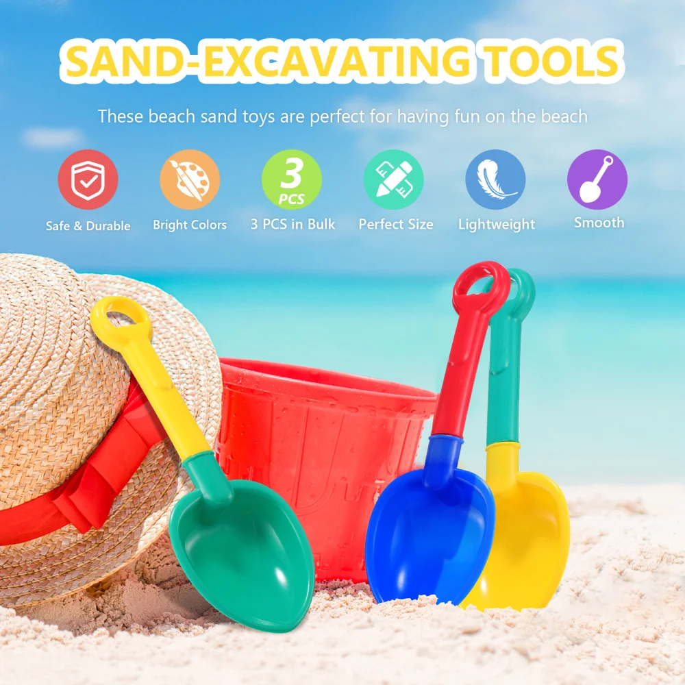 

TOYANDONA 3pcs Colorful Beach Toys Sand Scoops and Shovels Gardening Tools Boys Girls Sand Digging Tools