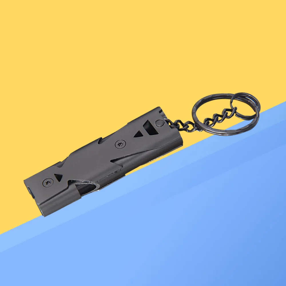 

Stainless Steel Whistle Dual Tubes Whistle with Keychain Outdoor Survival Whistle For School Gym Camping Hiking Training (Silver
