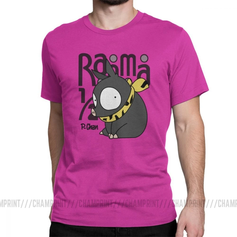 Men's P Chan Ranma 12 T Shirt Anime Akane P Chan Rumiko Martial Japanese Pig Cotton Short Sleeve Tees Birthday Present T-Shirt - Цвет: Фуксия
