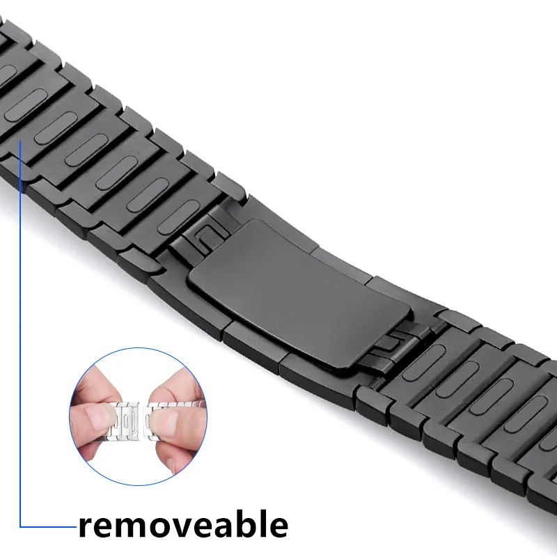 remove black Ремешок Lerxiuer из нержавеющей стали для apple watch band apple watch 4 apple watch 4 0 мм 38 мм 42 мм 44 мм аксессуары для наручных часов - Цвет ремешка: remove black