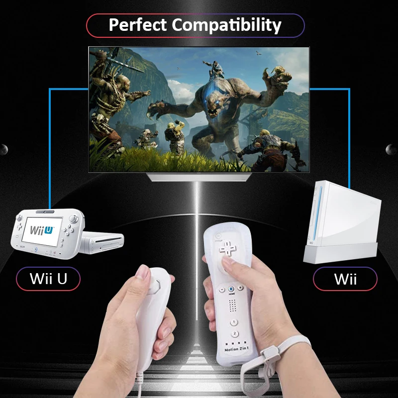 2 в 1 для Nintendo Wii Nunchuk Встроенный Motion Plus беспроводной пульт дистанционного