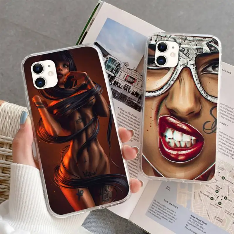 

Sexy Sleeve Tattoo Girl Phone Case For iphone 5s 6 7 8 11 12 plus xsmax xr pro mini se soft Transparent Cover Fundas Coque