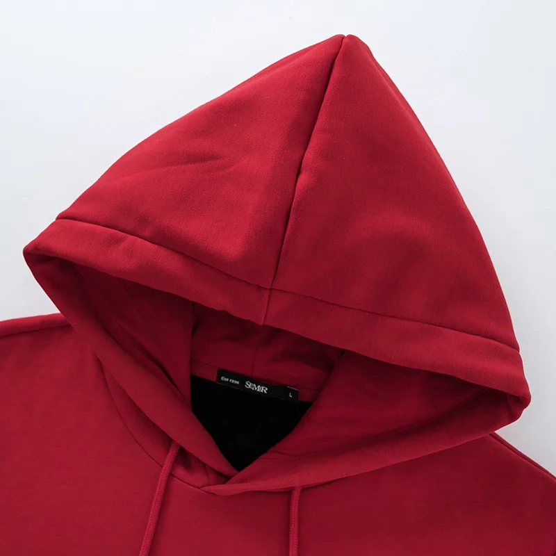 Мужской бархатный свитер SEMIR толстовка с капюшоном и принтом в Корейском стиле