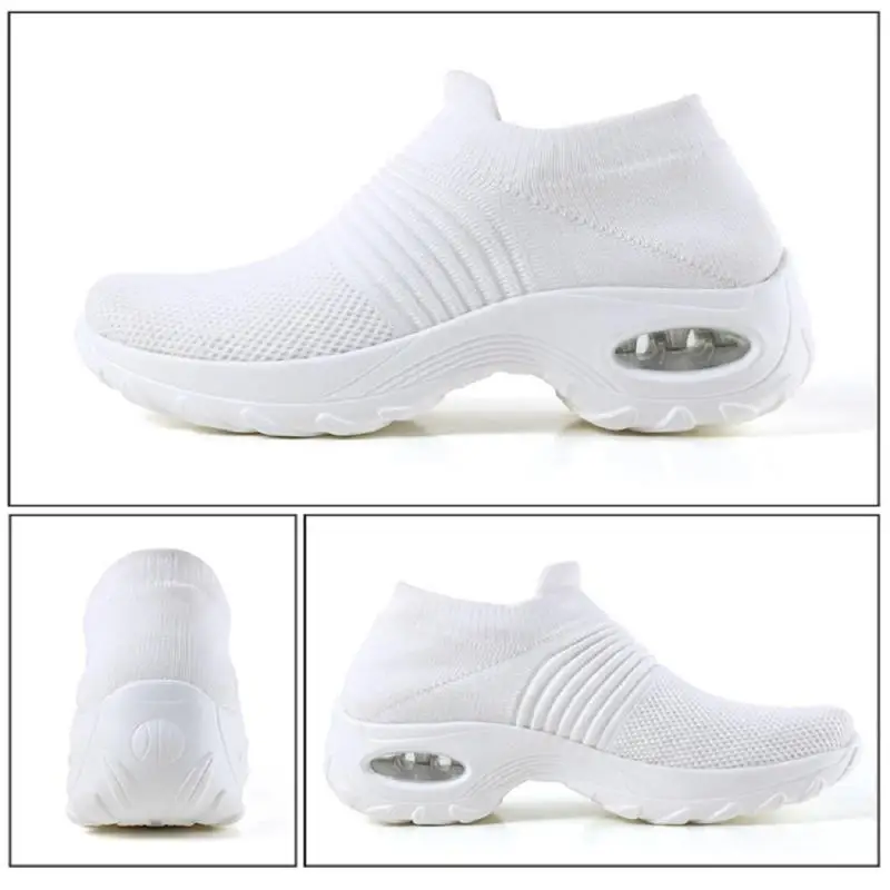 

2021 Oversized Summer Women Air Cushion Shoes Breathable Mesh Slip-on Casual Sock RockingShoes Women Loafers Shoes Sports Shoes