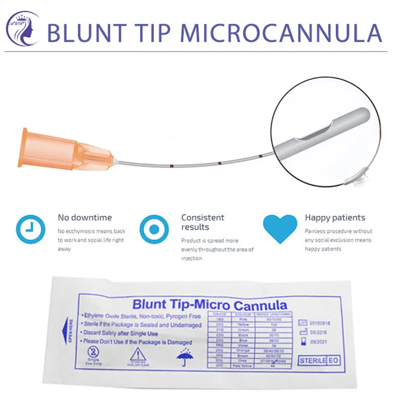 

20 шт./пакет Korea канюля с тупым кончиком микро-игла для кожи Средний наполнитель инъекция 20 г 30 г простые концы отрезной наполнитель для тела