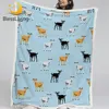 BlessLiving Goats Plush Blanket Blue Soft Blanket Cartoon Sherpa Fleece Blanket Sheep Animal Throw Blanket 150x200cm Bedding 1