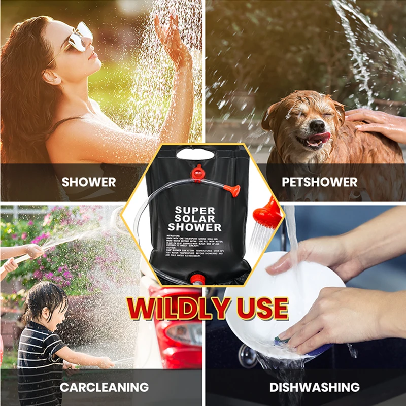 

5 Gallon/20L Solar Hot Camping Water Bag Portable Water Storage Outdoor Travel Tourism Hiking Picnic Camping Shower Bag Supplies
