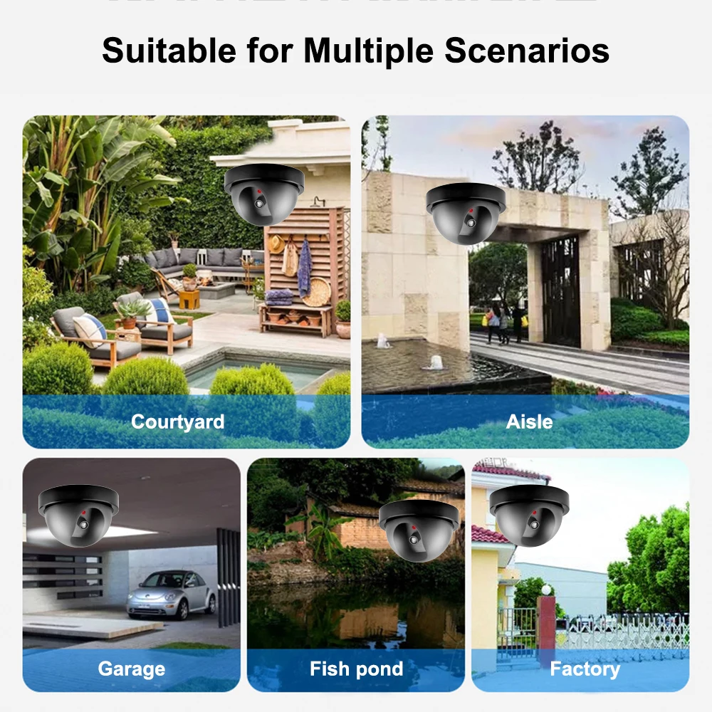 Поддельная Водонепроницаемая камера видеонаблюдения купольная с мигающим
