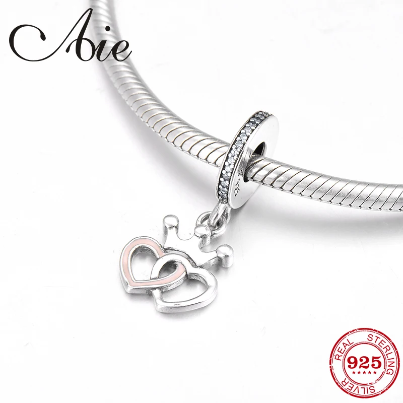 Кулон из серебра 925 пробы в виде королевской короны с двойным сердцем|Бусины| |