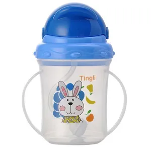 150 мл детские бутылочки для кормления, бутылки для воды, чашки для Сиппи с ручками, милые детские бутылочки с рисунком из мультфильма, полипропиленовые соломенные Бутылочки для обучения питью воды