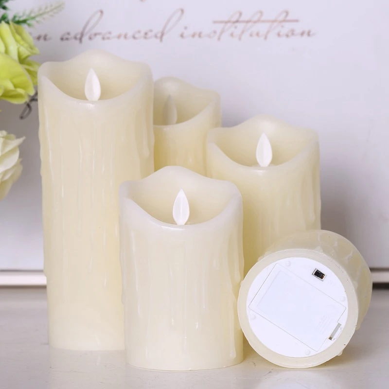3 шт. движущийся фитиль беспламенные мерцающие свечи с таймером дистанционного
