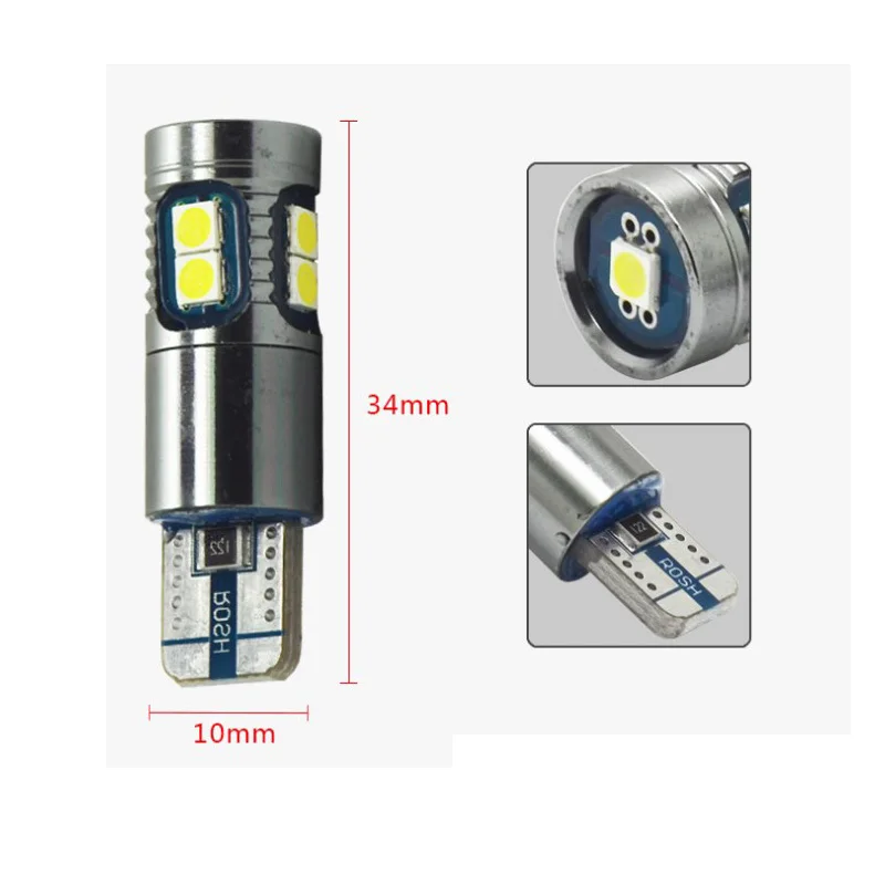 

100Pcs 12-24v Canbus LED 3030 9SMD T10 W5W 194 LED Car Bulb No Error High Bright Vehicle Tail Light Side Marker Lamp For Auto