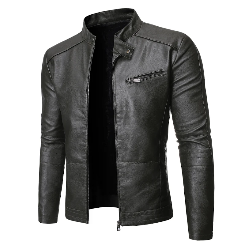 2021 PU Casual Leather Jacket Men Spring Autumn Coat Motorcycle Biker Slim Fit Outwear Male Black Blue Clothing Plus Size S-3XL
