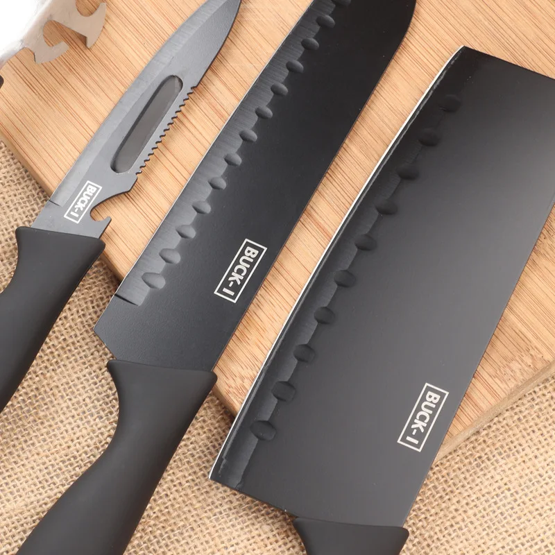 

Hot 5 Pieces Spray Paint Knife Rubber Handle Multi-Purpose Kitchen Knives Stainless Steel Cooking Accessory Tools