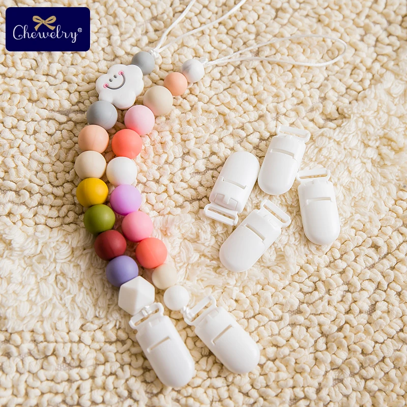

CHEWELRY 5pc Baby Pacifier Clips Food grade Nipple Clip Baby Teether Newborn Dummy Pacifier Chain Clips Holder For Kid Products