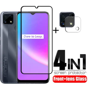 4 in 1 for realme c25s glass for oppo realme c25s tempered glass full cover film screen protector for realme c25 c25s lens glass free global shipping