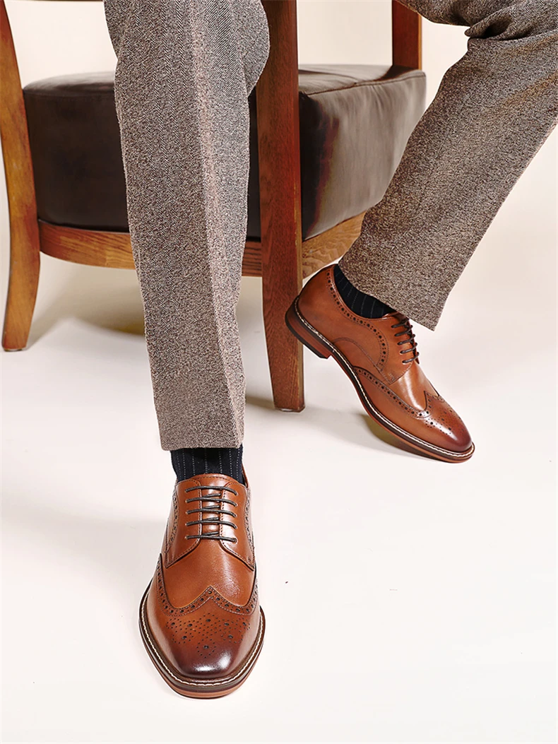 Mens formal shoes suede leather oxford shoes for men dressing wedding men's brogues office shoes lace up male zapatos de hombre