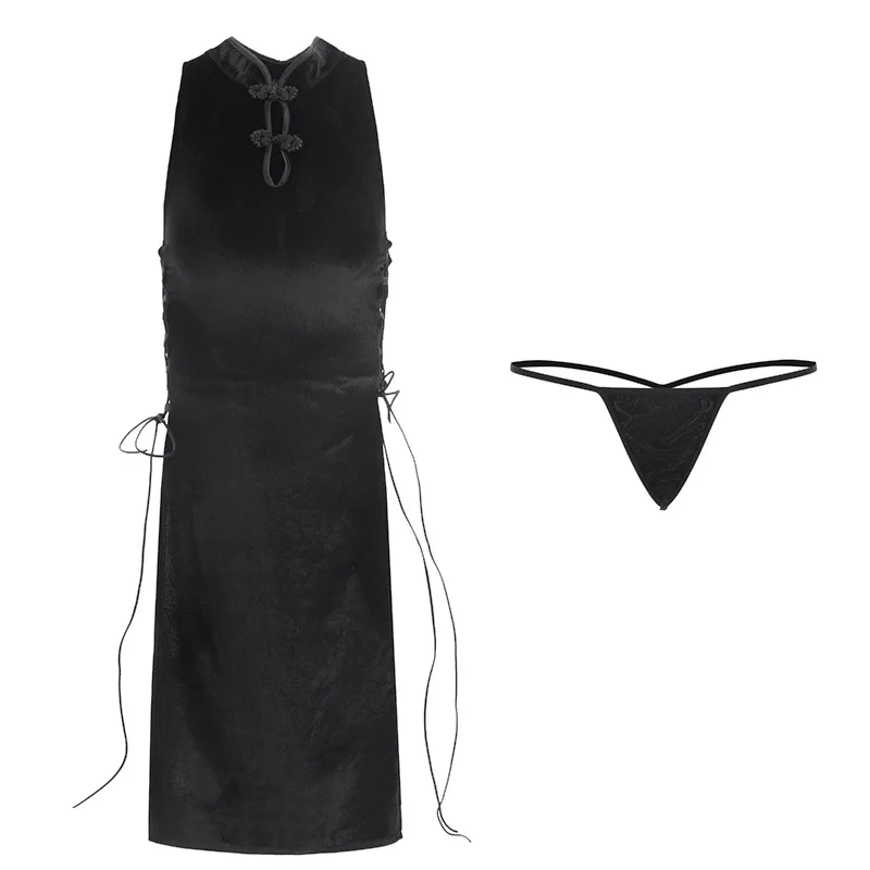 

Retro Cheongsam Dress Sexy Lingerie Bandage Split Nightgown Erotic Anime Women Lace Babydoll Outfit Fancy Cosplay Costume