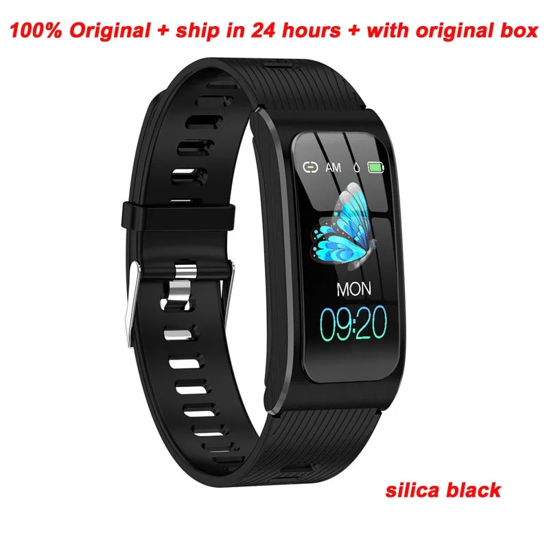 Silica strap black Greentiger AK12, умный браслет для мужчин и женщин, IP68, водонепроницаемый, для измерения артериального давления, для мужчин, стройный, для контроля за циклом, фитнес-трекер, умный Браслет - Цвет: Silica strap black