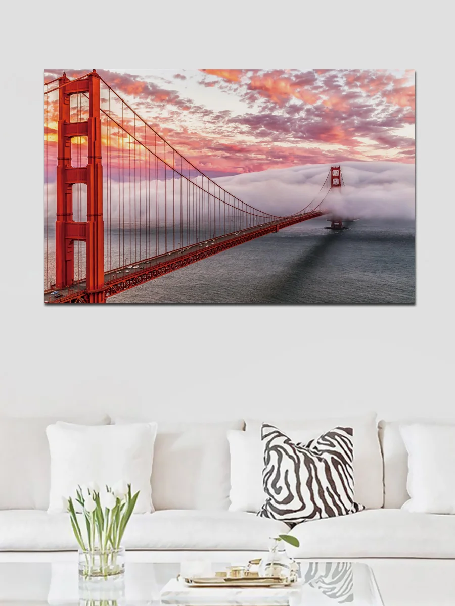 

Golden Gate San Francisco USA bridge sea heavy mist posters on the wall picture home living room decoration for bedroom 185FJ