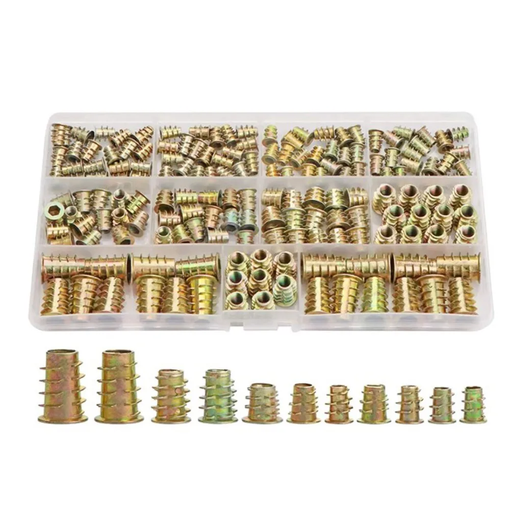

165 Pcs Inserts Nuts M4/M5/M6/M8 Threaded Furniture Screw Inserts Bolt Fastener For Hand Repair Tools Accessories