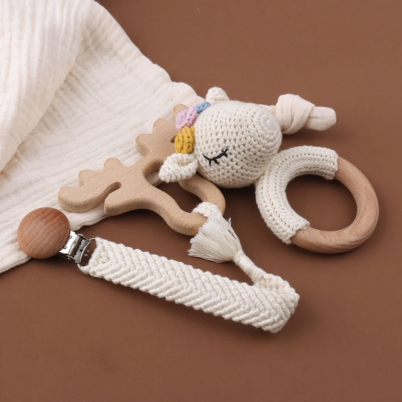 

Baby Newborn Pacifier Clip Chain Dummy Holder DIY Crochet Rattle Bracelet Soother Infants Teething Chewing Nursing Molar