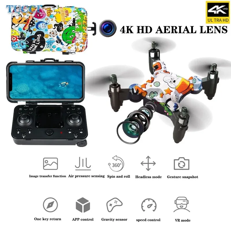 

DH 120 RC Mini Drone 4K HD Wifi FPV Remote Control Quadcopter With Camera Luggage Shape Foldable One-click Return Dron Toys Boys