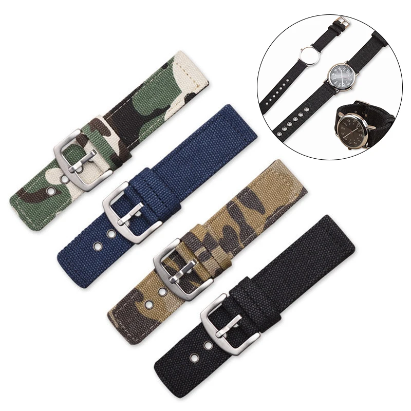 

18mm 20mm 22mm 24mm Camouflage Colorful Nylon Watch Straps For Men Woman Stainless Steel Watch Band Belt Strap Watch Accessories
