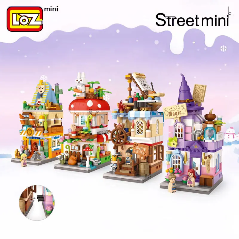 LOZ Mini Block Commercial Street Magic Street View Magic House Nautical Mushroom House Archaeological House Assembly Building