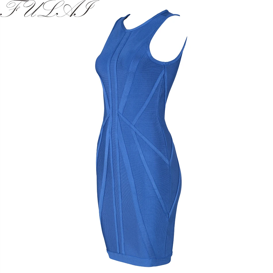 Женское Бандажное платье FULAI голубое облегающее мини-платье без рукавов вечернее