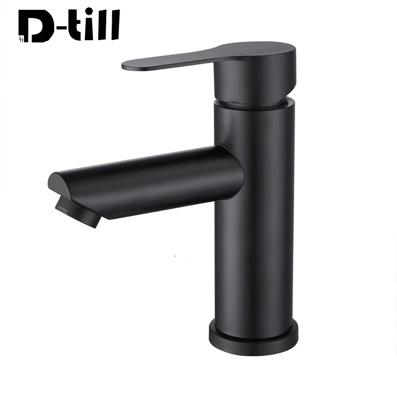 

D-till Faucet Bathroom Sink Basin Faucets Stainless Steel Black Water Wash Deck Mounted Hot and Cold Waterfall Mixer Taps Modern