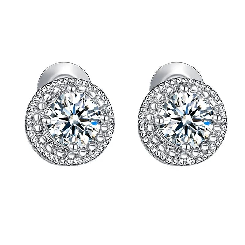 Женские сережки гвоздики UMODE круглые серьги белого и золотого цвета с