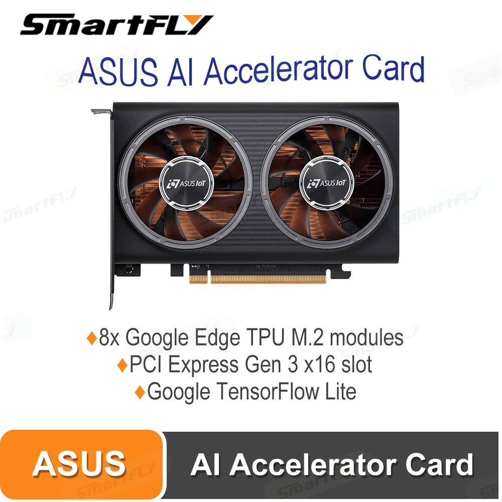 ASUS AI Accelerator Card PCIe Gen3 Based on Google Coral Edge TPU Processor Enabling AI-Based Real-time Decision Process at Edg |