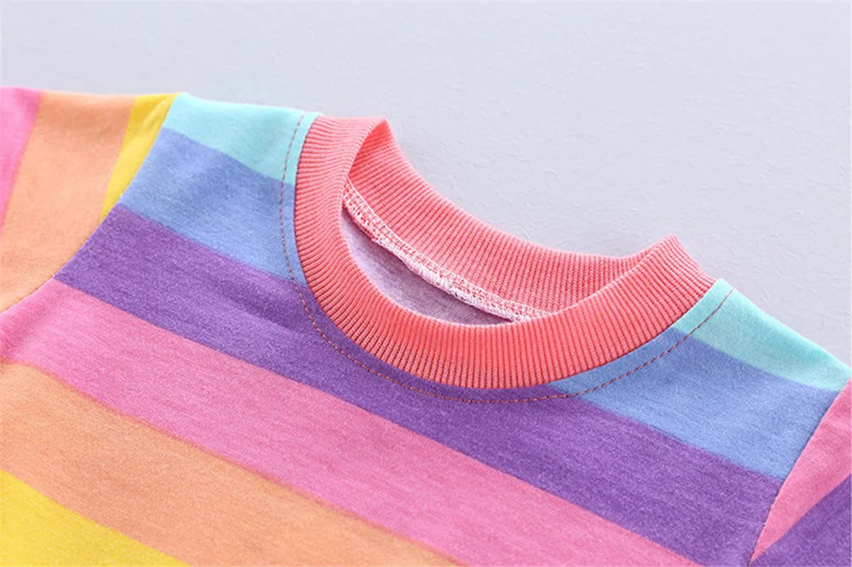 

Newborn Baby Girl Clothes Short Sleeve Stripe Rainbow Print Romper Top Shorts Pants Clothes Newborn Outfits Clothing Baby Set