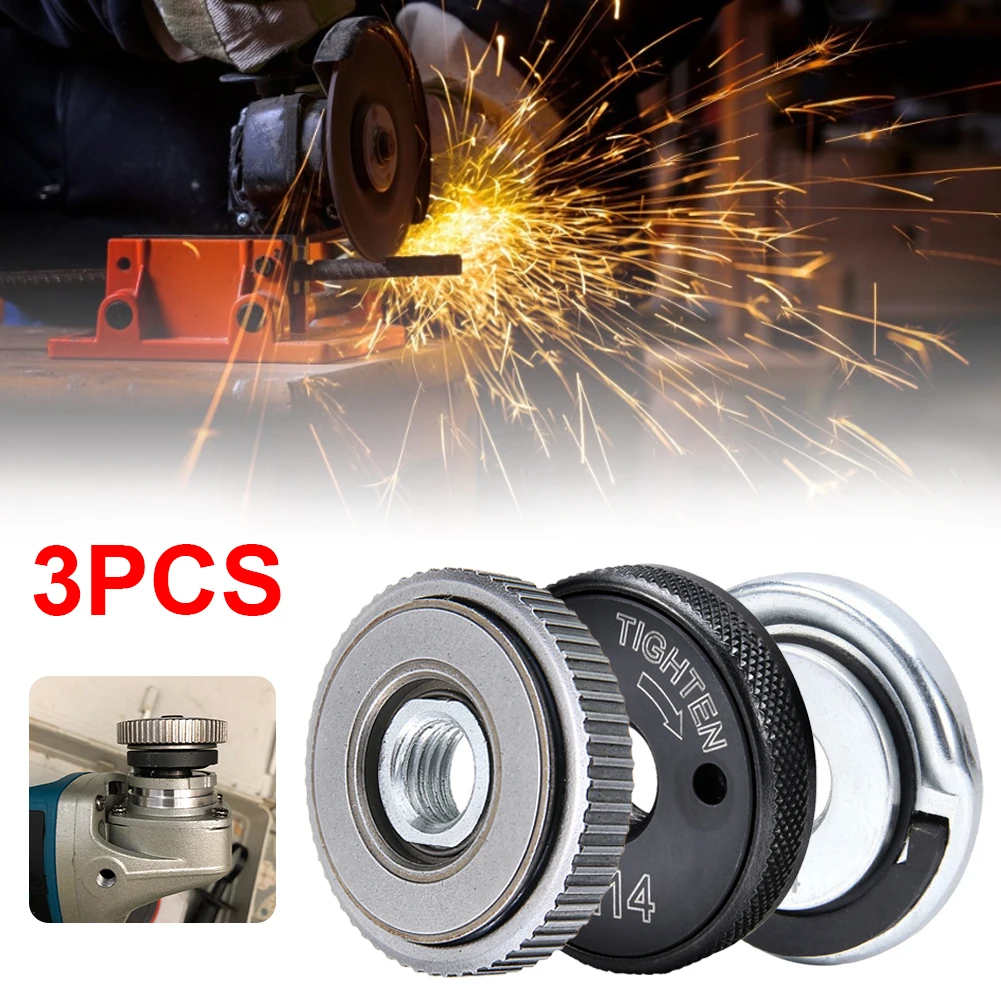 

3Pcs Angle Grinder Nuts Flange Nuts Set M14 Thread For Quick Clamping Locking Release Change Angle Grinder Accessories