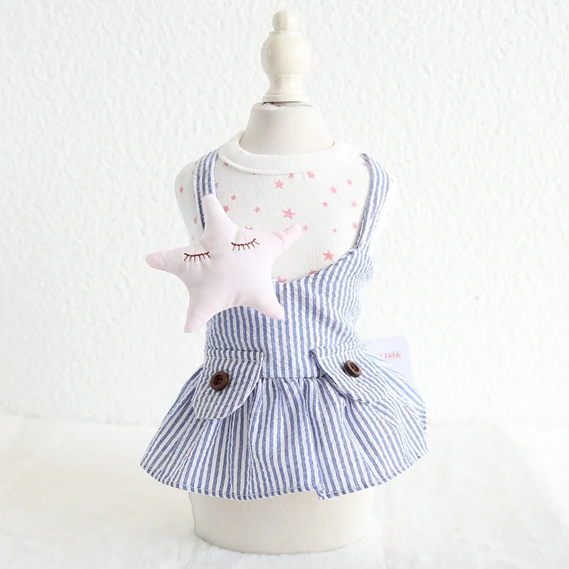 Полосатое летнее платье для собак и кошек 100% хлопок одежда чихуахуа Тедди щенков