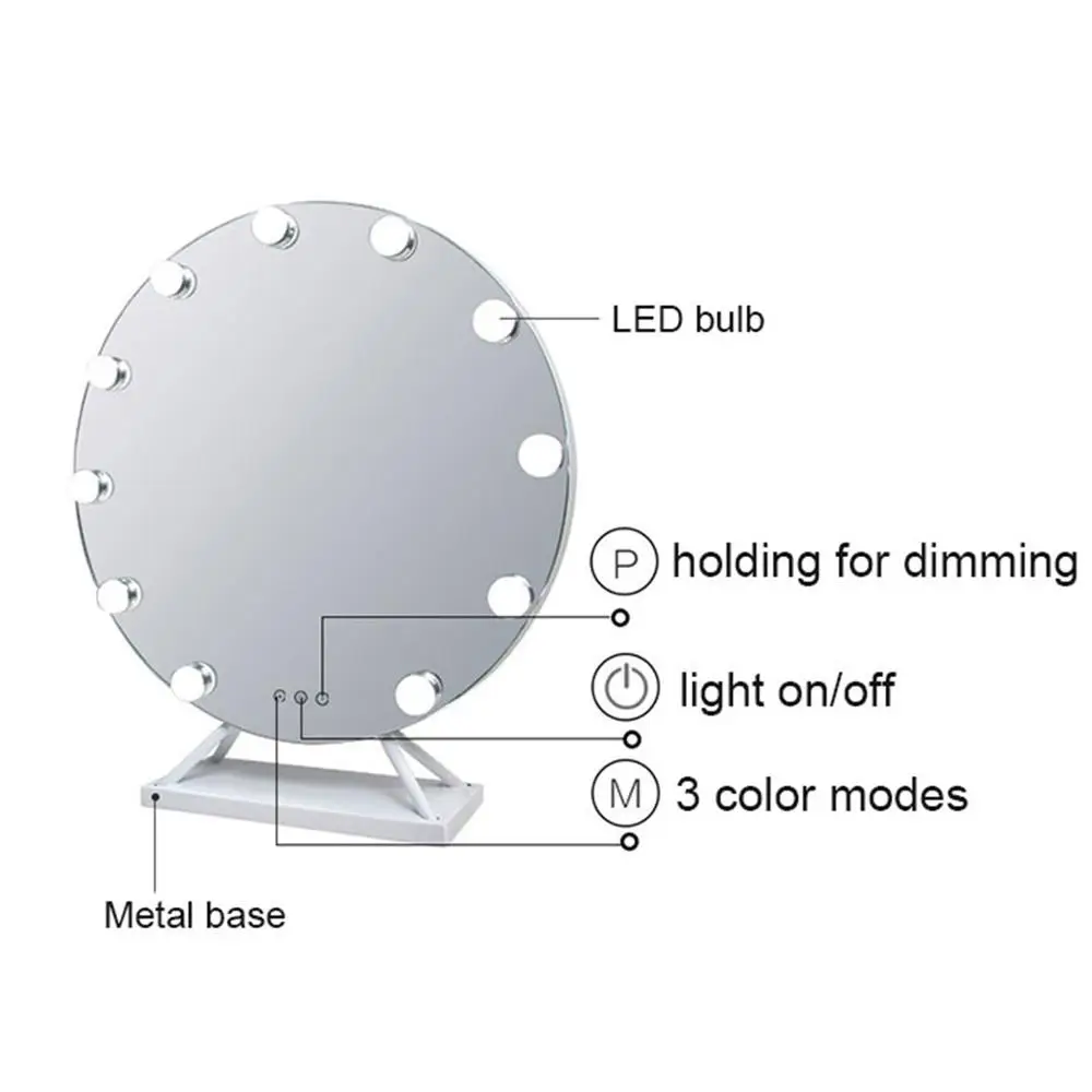 Сенсорный экран с регулируемой яркостью туалетное зеркало подсветкой Голливуд