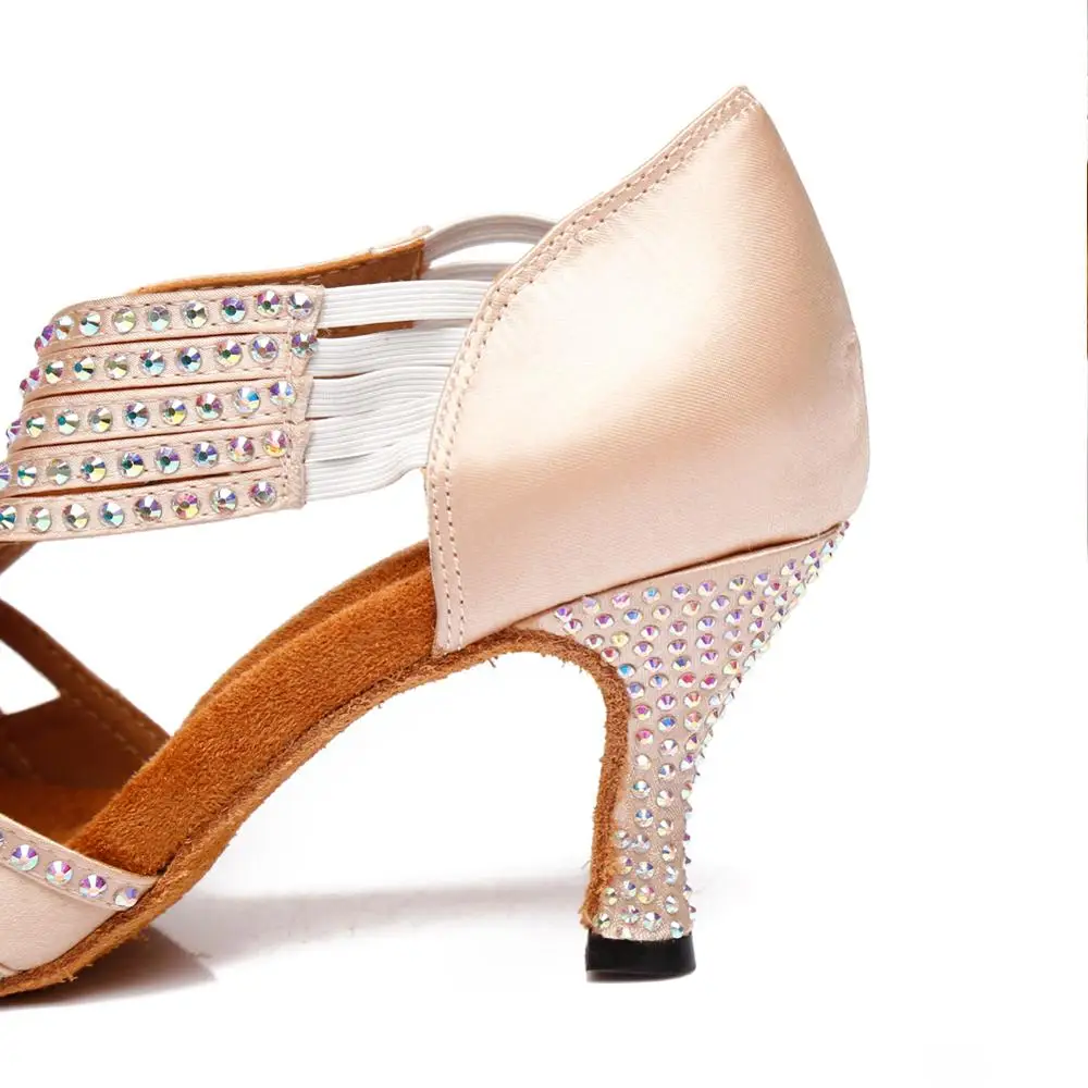 Женские туфли для латиноамериканских танцев с мягкой подошвой и стразами|Обувь