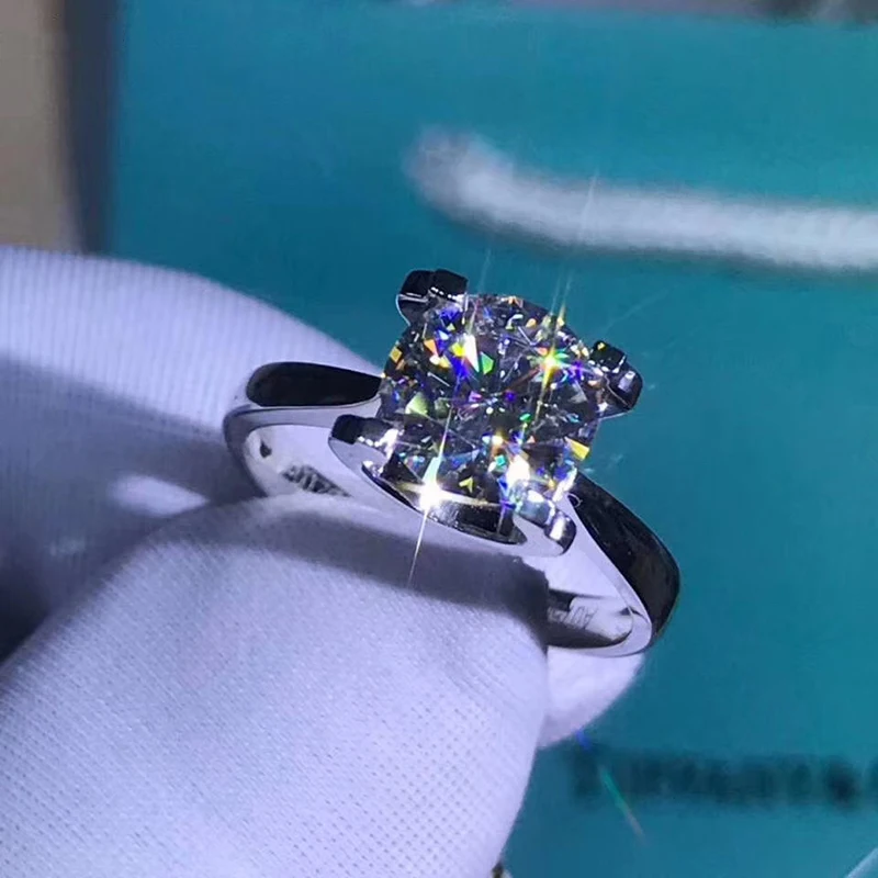 

Классическое кольцо из белого золота 18 К с 4 когтями, Муассанит, ювелирные изделия, кольцо с бриллиантами для лаборатории, свадьбы, юбилея, пр...