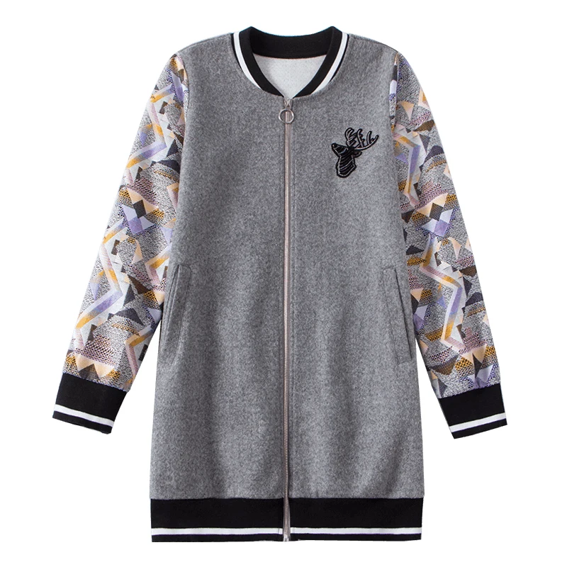 Длинное зимнее женское осеннее пальто новые свободные модные Лоскутные