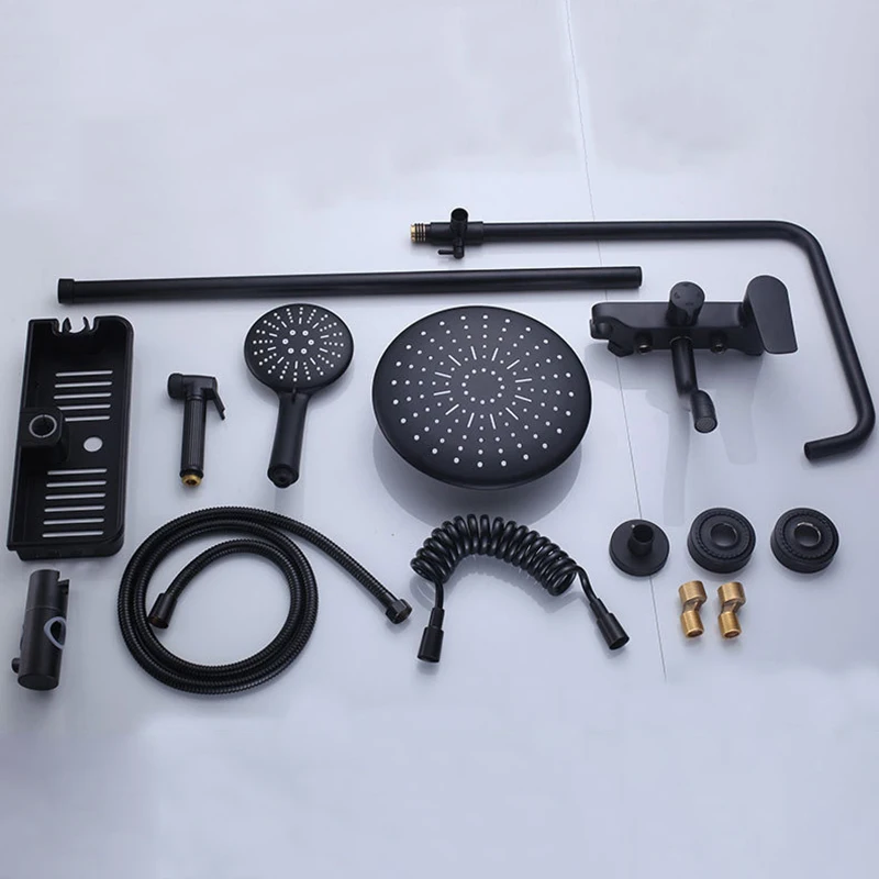 Набор для душа с Черной головкой смесители ванной комнаты настенный круглый