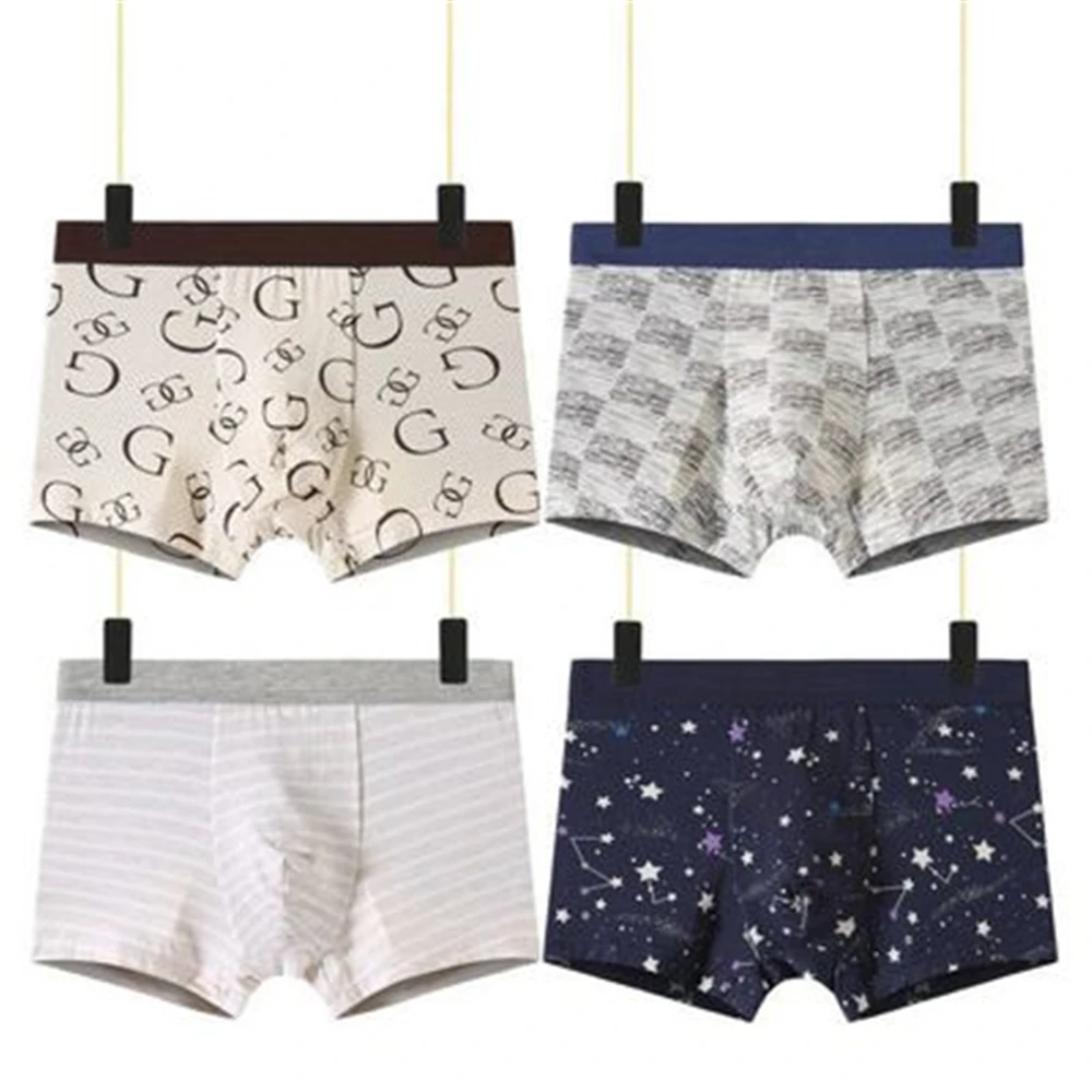 Мужское нижнее белье со средней талией дышащие u выпуклые трусы боксеры с принтом